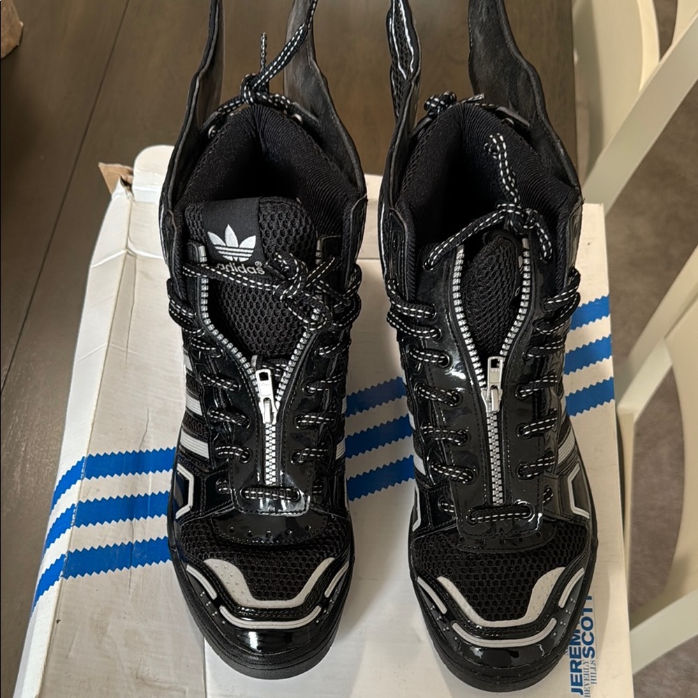 Adidas Black and White Lace-Up Sneakers